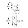 Grohe bad thermostaatkraan, serie Grohtherm 800 Cosmopolitan, 2 draaiknoppen, chroom, oa, ½" x 15 cm 