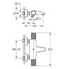 Grohe bad thermostaatkraan, serie Grohtherm 1000 Performance, 2 draaiknoppen, chroom, oa, ½" x 15 cm 