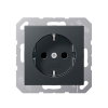 Jung wandcontactdoos, A range, inbouw, met randaarde, centraalplaat, kinderbeveiliging, antraciet 