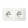 Gira wandcontactdoos, dubbel, met afdekraam standard 55, randaarde, safety plus, wit 