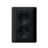 Gira wandcontactdoos, dubbel, met afdekplaat system 55, randaarde, safety plus, zwart 