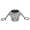 Camlock snelkoppeling, type D, rvs 316, V-deel x binnendraad, DN 30 mm x 1&frac14;" 