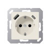 Jung wandcontactdoos, A range, randaarde, USB A en C, kinderbeveiliging, wit 