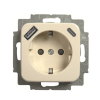 ABB Busch-Jaeger wandcontactdoos, SI, met RA, USB A/C, kinderveiligheid, cr&egrave;me 