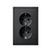 Jung wandcontactdoos, LS range, inbouw, randaarde, dubbel, kinderbeveiliging, zwart mat 