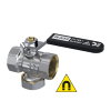Raminex kogelkraan, type s.27, messing, 2x binnendraad, met filter en magneet, DN20, 1" 