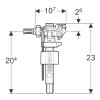 Geberit 383 vlotterkraan, nippel van messing, 3/8" en ½" 