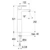 Wastafelmengkraan, serie Alpha 300, hendel, hoog model, met drukknopafvoerset, chroom, 3/8"