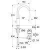 Wastafelmengkraan, serie Alpha 300, hendel, hoog model, met afvoerset, chroom, 3/8" 