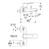 Badmengkraan, serie Alpha 300, hendel, chroom, onderaansluiting, ½" x 15 cm 
