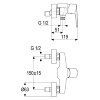 Douchemengkraan, serie Alpha 300, hendel, chroom, onderaansluiting, ½" x 15 cm 