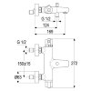 Bad thermostaatkraan, serie Ascona, 2 draaiknoppen, chroom, onderaansluiting, ½" x 15 cm 