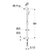 Glijstangset, serie Alpha 300, wandstang 60 cm, chroom 