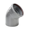 Funke bocht 45&deg;, pvc, manchet x spie, grijs, KOMO, SN4/SN8, 110 mm 
