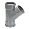 Funke verloop T-stuk 45&deg;, pvc, 3x manchet, grijs, KOMO, SN4, 125 x 110 x 125 mm 