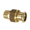 Sanha 3-delige draad koppeling, type Purapress, brons, buitendraad x pers, epdm, Kiwa, ¾" x 22 mm 