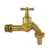 Tapkraan, messing, gepolijst, krukbediening, &frac12;" buitendraad x slangwartel 