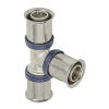 Ke kelit Kelox Ultrax verloop T-stuk 90&deg;, messing, rvs, 3x pers, 25 x 20 x 25 mm 