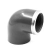 Comer knie 90&deg;, pvc-u, rvs, inwendig lijm x binnendraad, met versterkingsring, 20 mm x &frac12;" 
