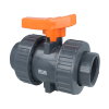 Comer kogelkraan, pvc-u, 2x binnendraad / 2x wartel, oranje hendel, epdm, 16 bar, &frac12;" 