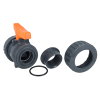 Comer kogelkraan, pvc-u, 2x binnendraad / 2x wartel, oranje hendel, epdm, 16 bar, &frac12;" 