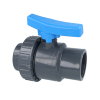 Comer kogelkraan, pvc-u, 2x inwendig lijm / 1x wartel, blauwe hendel, epdm, 16 bar, 16 mm 