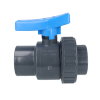 Comer kogelkraan, pvc-u, 2x inwendig lijm / 1x wartel, blauwe hendel, epdm, 16 bar, 16 mm 