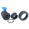 Comer kogelkraan, pvc-u, 2x inwendig lijm / 1x wartel, blauwe hendel, epdm, 16 bar, 16 mm 
