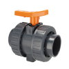 Comer kogelkraan, pvc-u, 2x inwendig lijm / 2x wartel, oranje hendel, viton, 16 bar, 16 mm 