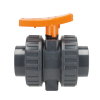 Comer kogelkraan, pvc-u, 2x inwendig lijm / 2x wartel, oranje hendel, viton, 16 bar, 16 mm 