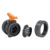Comer kogelkraan, pvc-u, 2x inwendig lijm / 2x wartel, oranje hendel, viton, 16 bar, 16 mm 