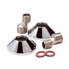 Wiesbaden S-koppeling, sprong 10 mm, messing verchroomd, rozet + fiberring, set à 2 stuks, ½" x ¾"