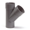 PVC-Abzweig 45°, 2x Innenverklebung, grau/1x Außenverklebung, grau, KOMO, 50 mm 