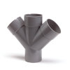 Nicoll dubbel T-stuk 45°, pvc, 3x inwendig lijm/1x uitwendig lijm, grijs, 110 mm 