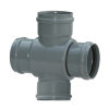 Dubbel T-stuk 88°, pvc, 4x manchet, grijs, KOMO, SN4, 250 mm 