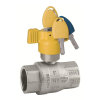 RIV kogelkraan, gas, messing verchroomd, type 7514, 2x binnendraad, volle doorlaat, ¾" 