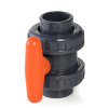 VDL PVC-Kugelhahn, 2x Innenverklebung/2x Überwurfmutter, orangefarbener Griff, 16 bar, 16 mm, EPDM 