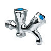Bonfix dubbele tapkraan, messing verchroomd, 2x buitendraad, ½" x ¾" 