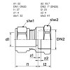 VSH schroef koppeling, Super, S1204, messing, knel x binnendraad, Kiwa, Gastec QA, 22 mm x 1" 