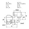 VSH schroef knie 90°, Super, S1214, messing, binnendraad x knel, Kiwa, Gastec QA, ½" x 15 mm 