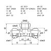 VSH schroef T-stuk 90°, Super, S1223, messing, 2x knel x bi.dr., Kiwa, Gastec QA, 22 mm x ¾" x 22 mm 