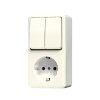 Jung combinatie schakelaar/wcd, AP 600, randaarde, opbouw, serie, crème wit 
