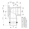 Viega Profi/Sanpress muurplaat, SC-Contur, type 22255, pers x binnendraad, 15 mm x ½" 