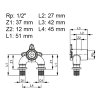 TECEflex doorstroom muurplaat, brons, pers x binnendraad, 16 mm x ½" 