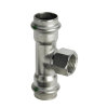 Viega Sanpress schroef T-stuk 90°, SC-Contur, type 23172, rvs, 2x pers / 1x bi.dr., 22 x ½" x 22 mm 