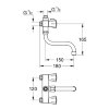 Grohe douchemengkraan, serie Costa L, 2 draaiknoppen, chroom, bovenaansluiting, + uitloop, ½" x 12cm 