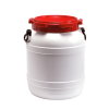 Wijdmonds vloeistofvat met schroefdeksel, met handgrepen, wit/rood, 55 liter 