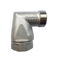 Alba-Krapf Kupplung, abgewinkelt, Messing verchromt, Innengewinde x Außengewinde