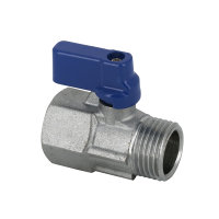 Bonfix Mini-Kugelhahn, Messing vernickelt, Innengewinde x Außengewinde
