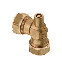 Bonfix Bogen 90° mit Entlüfter, Messing, 2x Klemmringverschraubung